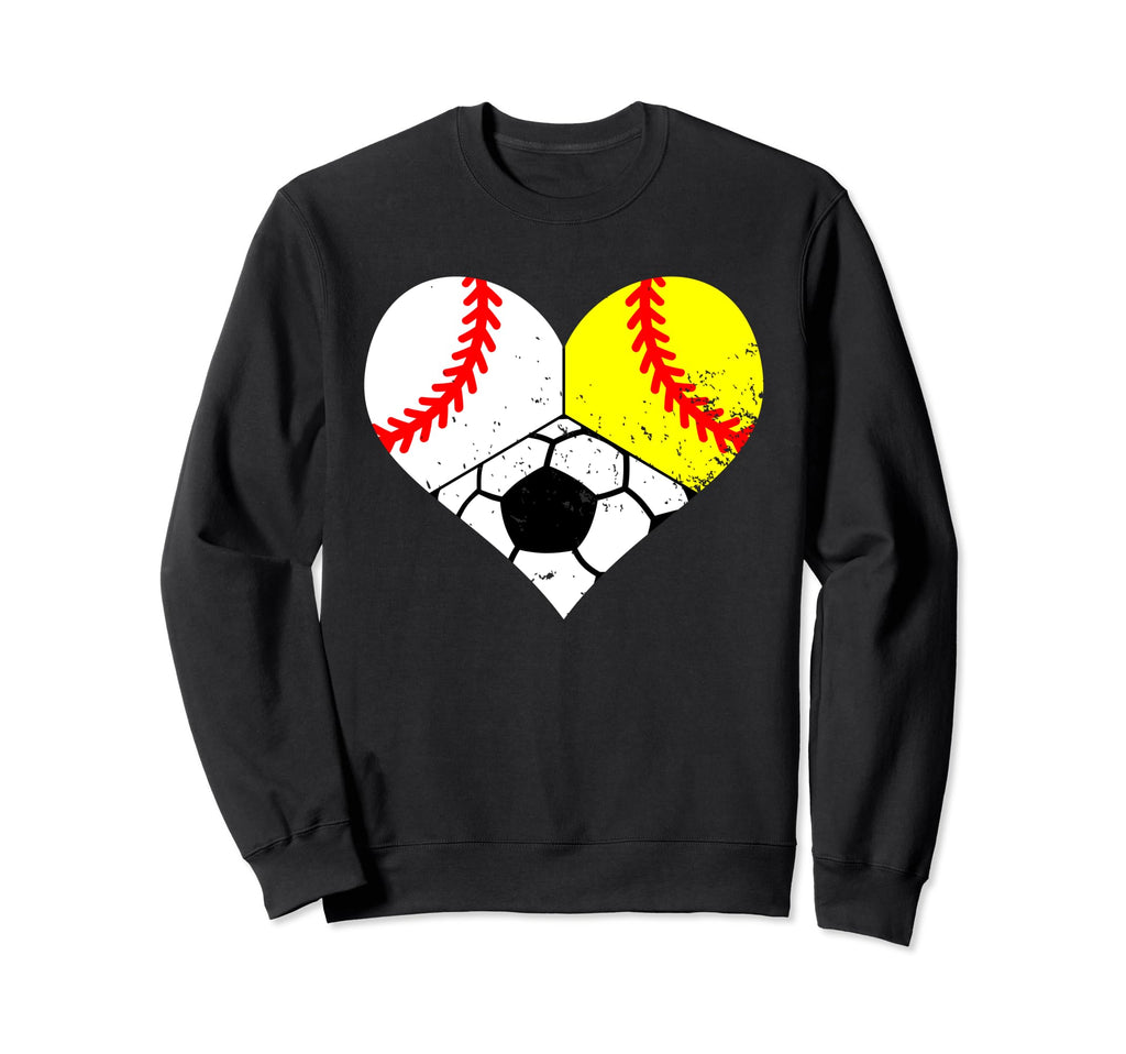 Baseball Softball Soccer Heart Funny Sweatshirt - Novelty Apparel Unisex