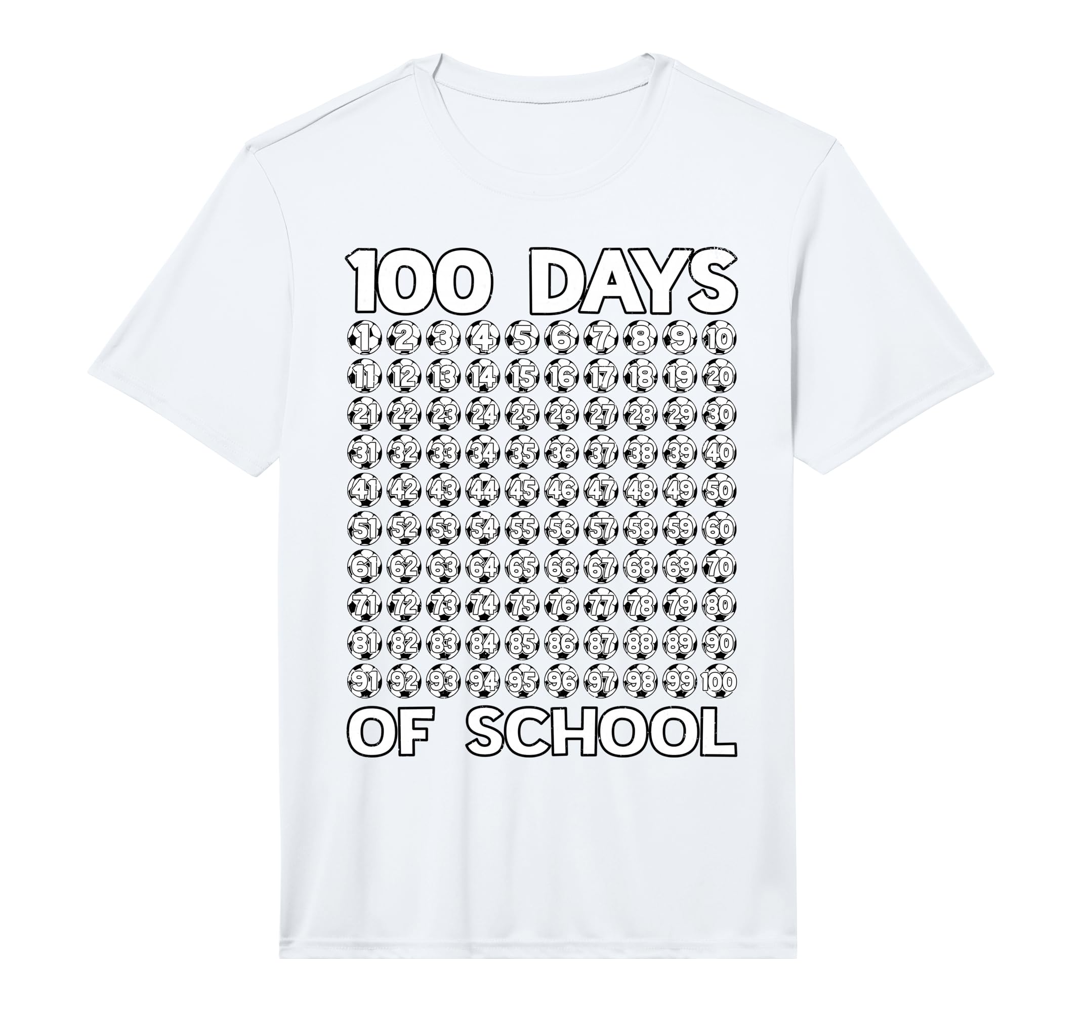 100 Days School Soccer Balls T-Shirt - Casual Everyday Wear for Adults