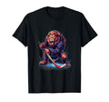 Lion Ice Hockey Player Hockey Stick T-Shirt - Minimalist Print Men Women