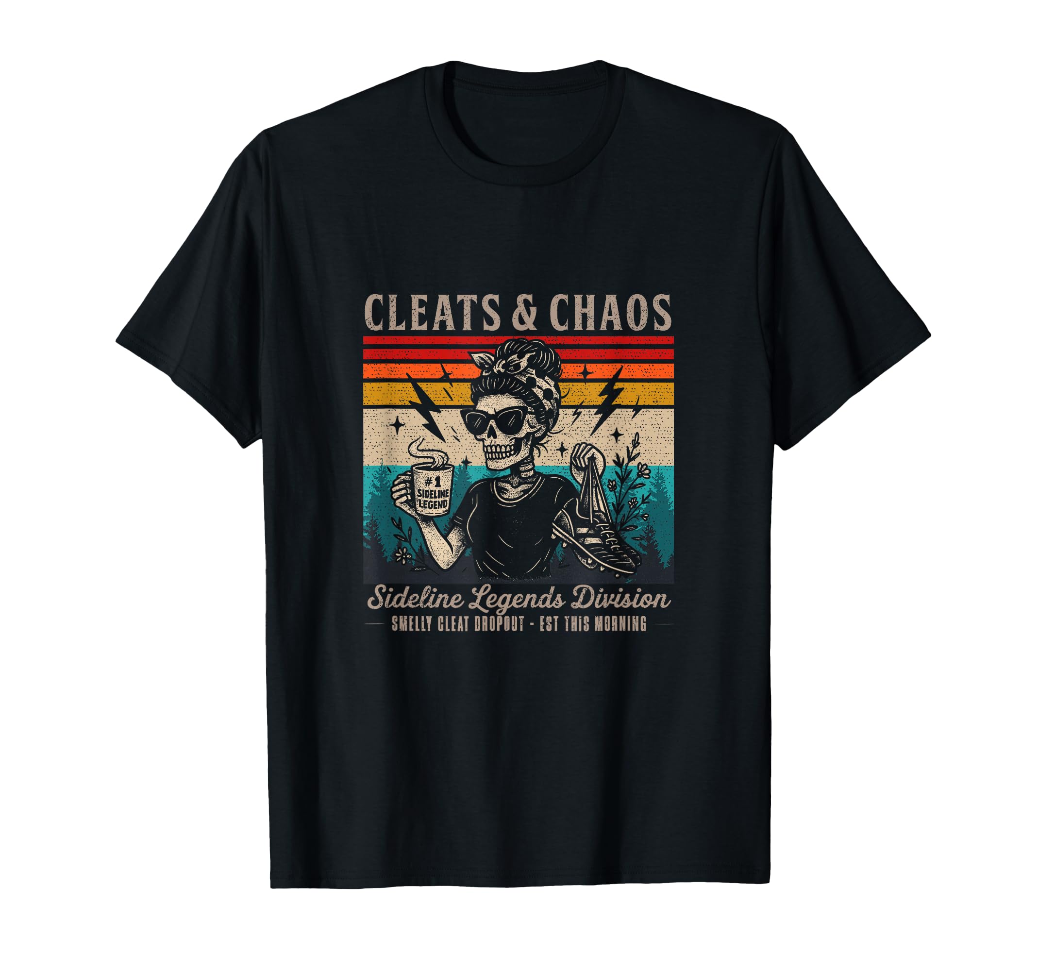 Cleats And Chaos Skeleton Soccer T-Shirt - Fun Novelty Design Men Women