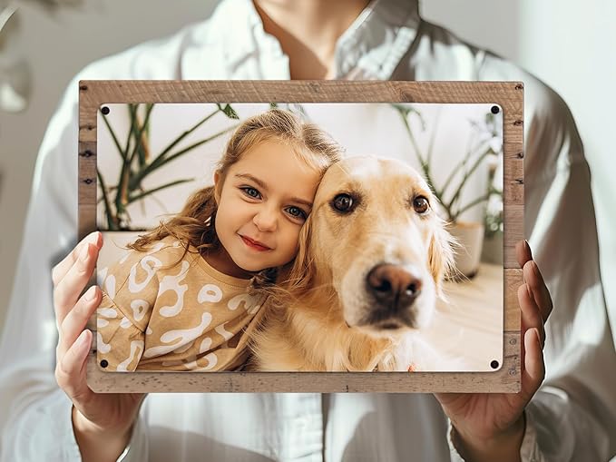 MUNDAZE Custom Portrait Metal Print on Reclaimed Wood Pallet Frame – Personalized Family Photo Gift – Glossy Aluminum Wall Art Keepsake – Made and Shipped in USA (18 x12)