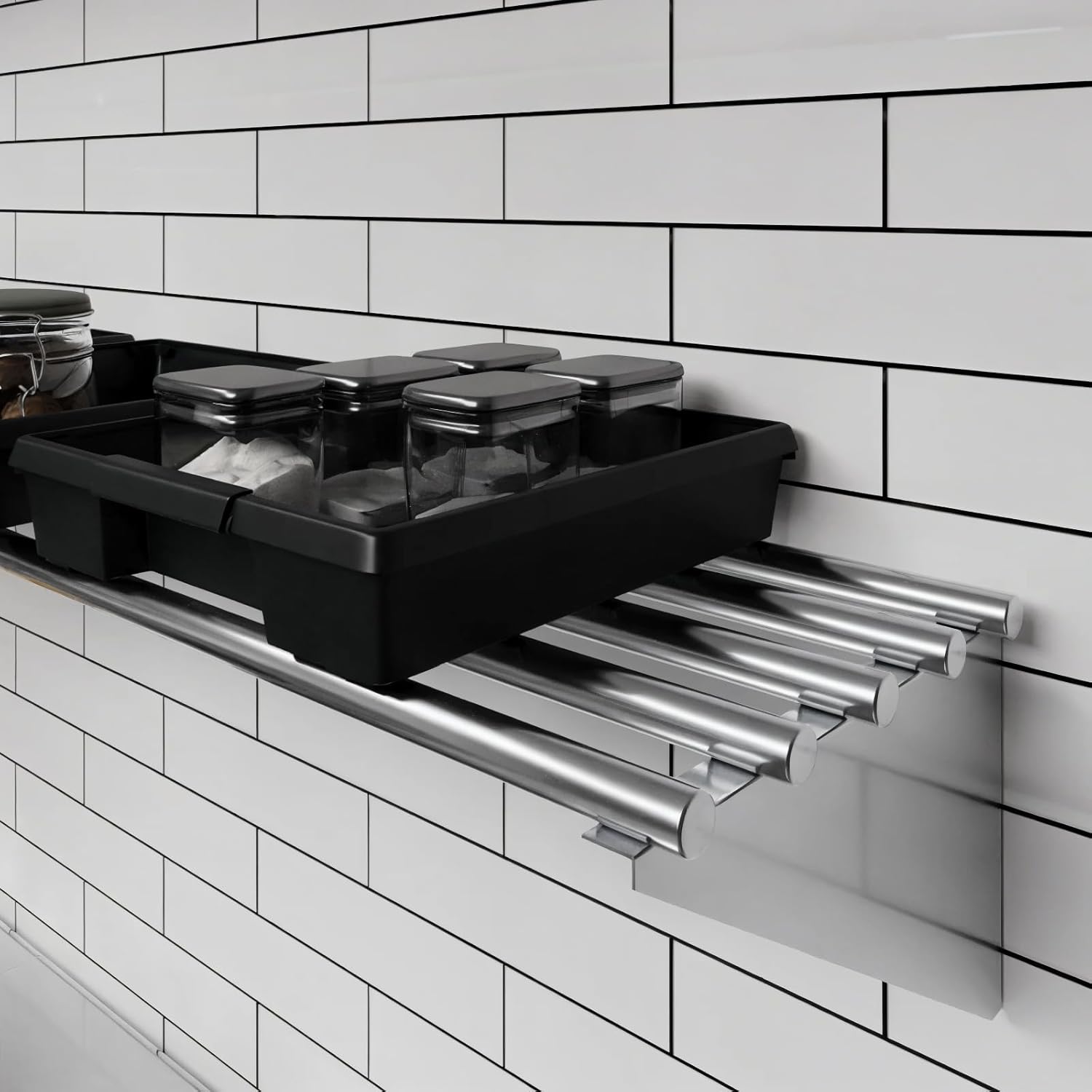AmGood 14 in. x 48 in. NSF Stainless Steel Tubular Wall Shelf | Heavy-Duty Metal Shelving for Appliances & Equipment | Ideal for Kitchen, Restaurant, Garage, Laundry, Utility Room