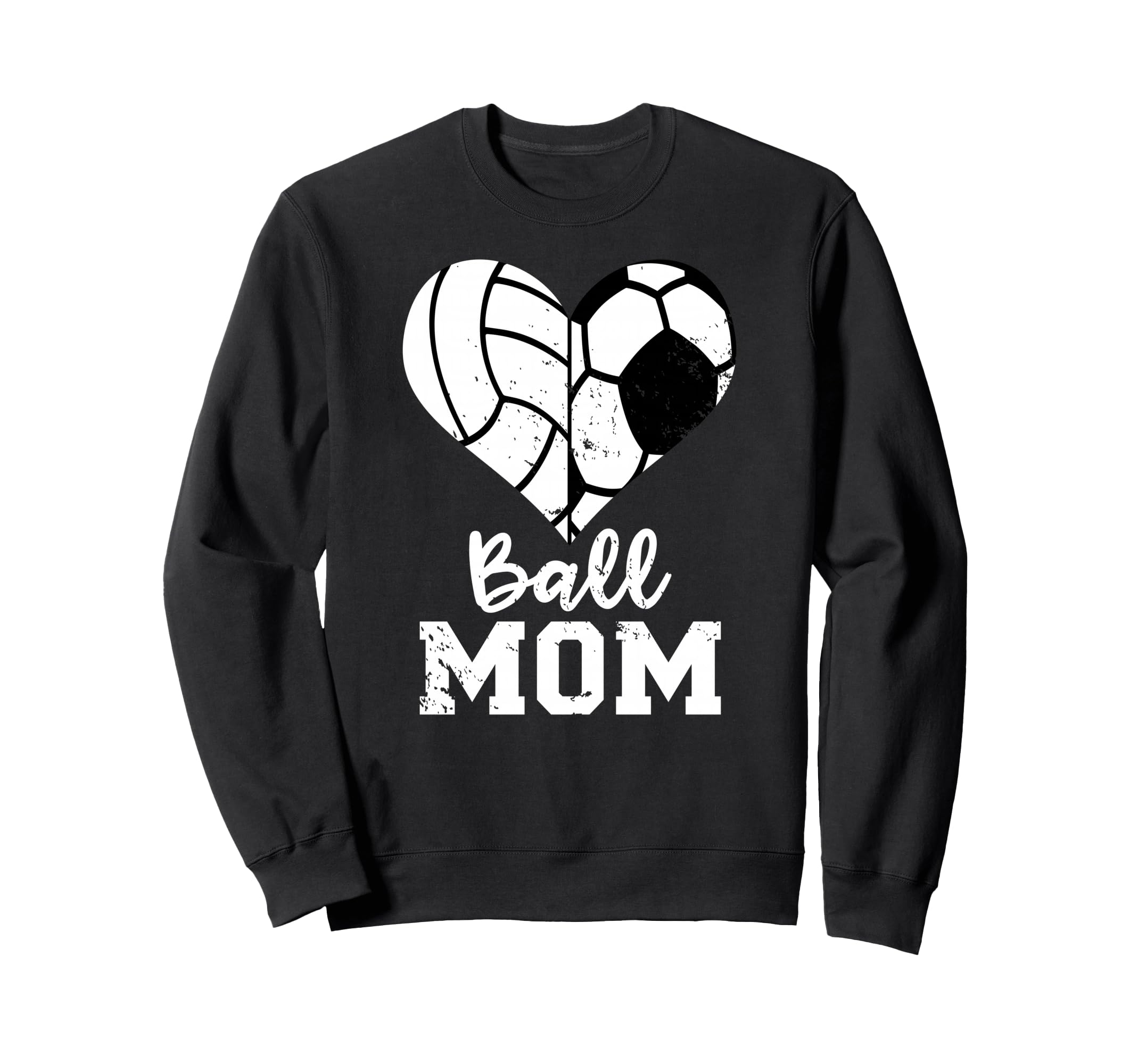 Ball Mom Heart Funny Soccer Sweatshirt - Trendy Graphic for Adults