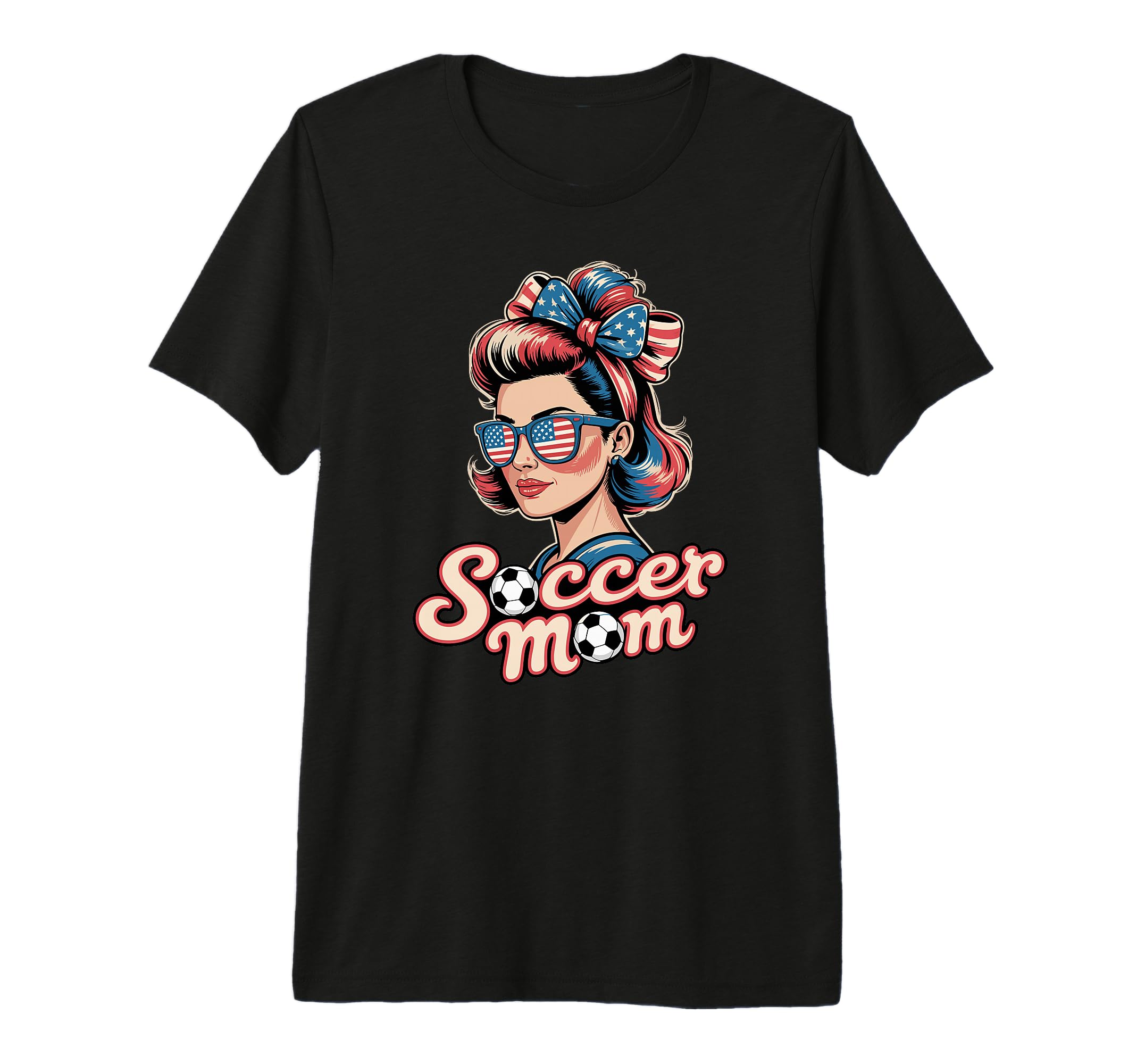 Patriotic Soccer Mom American Flag T-Shirt - Minimalist Print for Adults