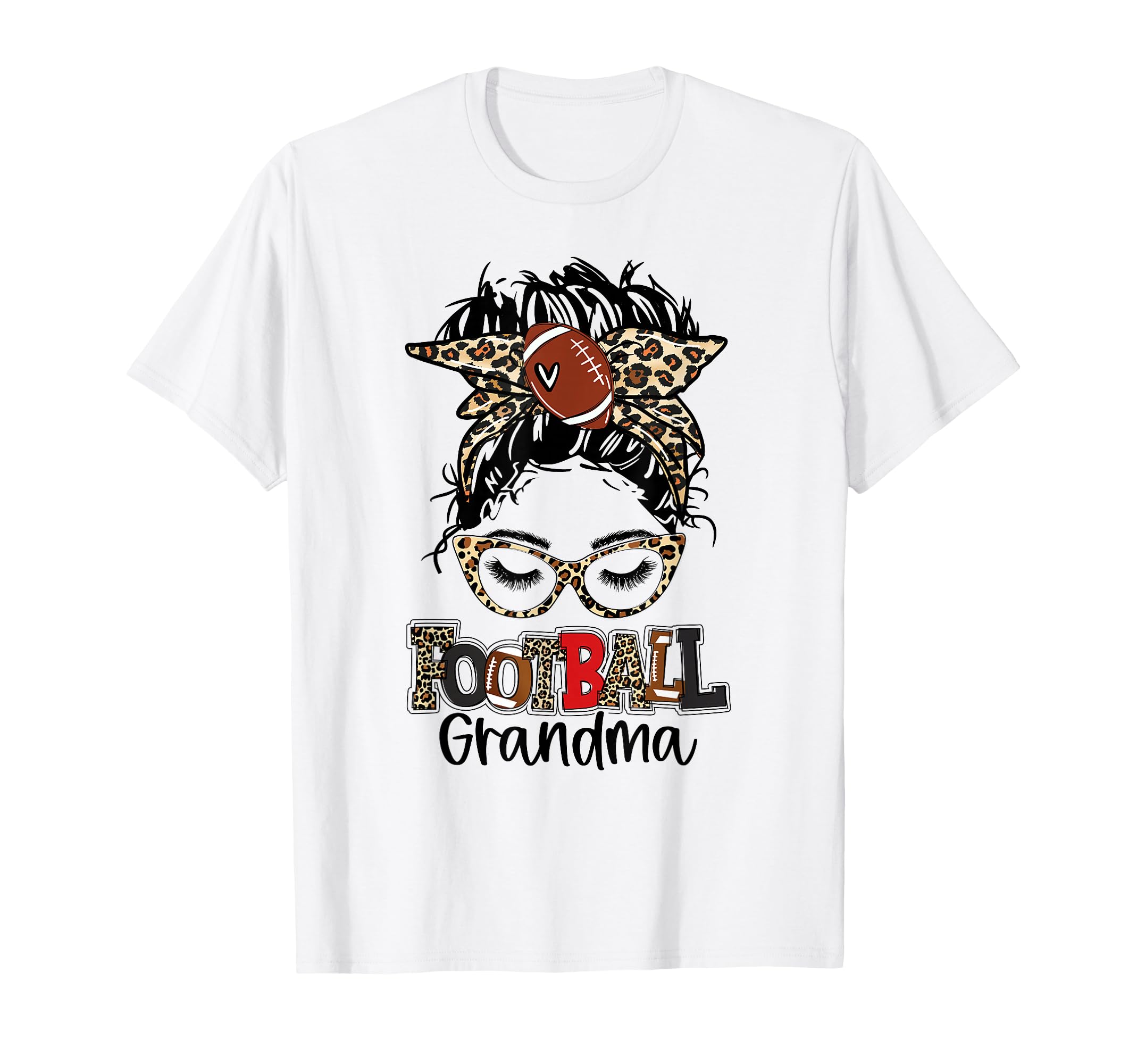 Leopard Messy Bun Grandma Life T-Shirt - Novelty Apparel Men Women