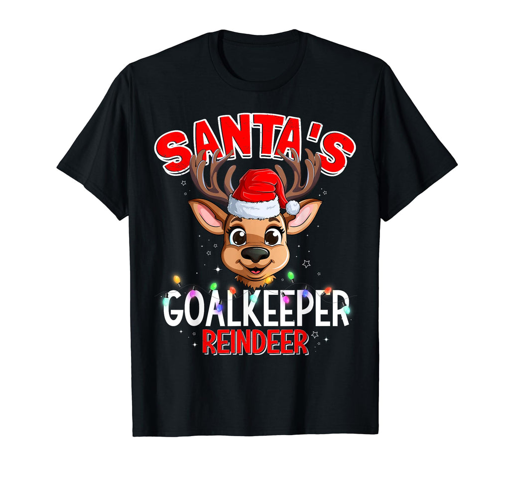 Santas Goalkeeper Reindeer Matching T-Shirt - Unique Graphic for Adults