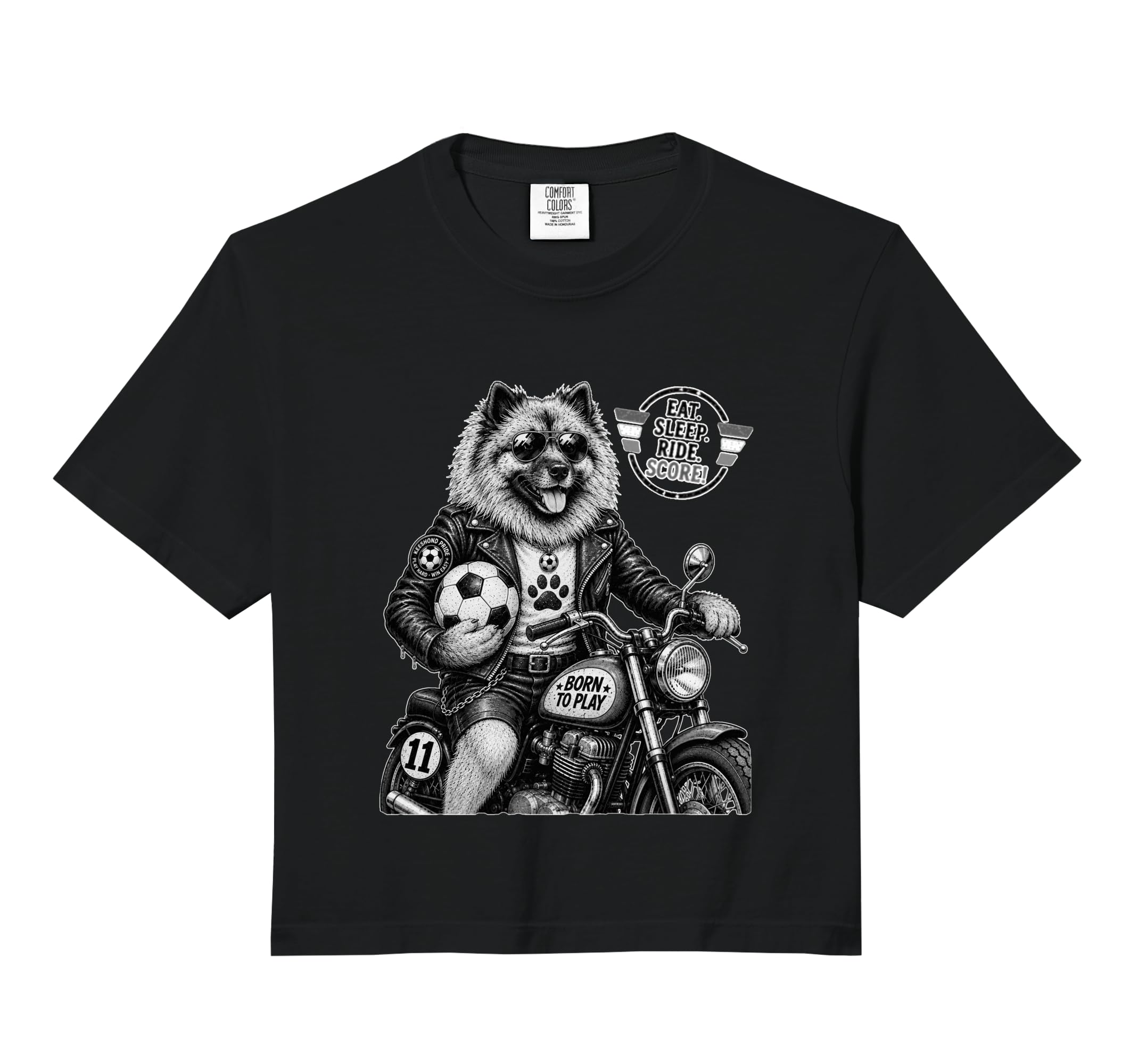 Keeshond Motorbike Love Footbal Soccer Hoodie - Trendy Graphic Unisex