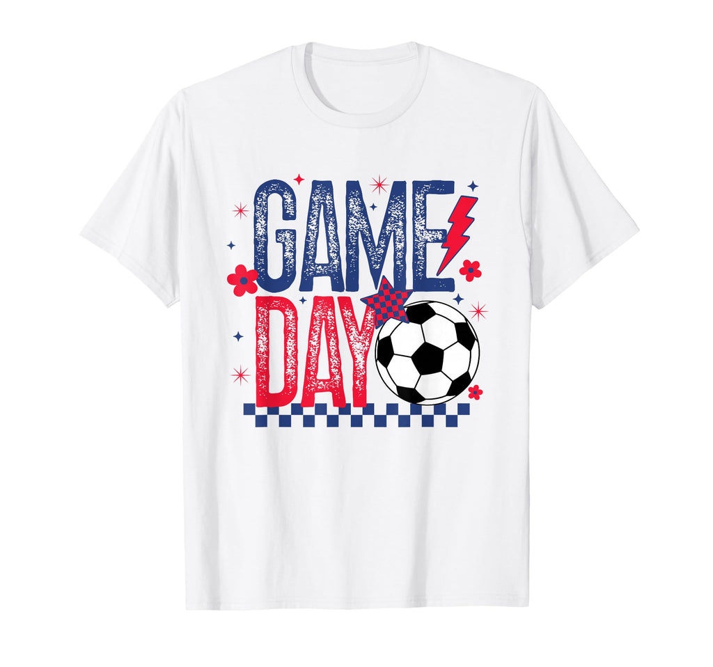 Game Day Soccer Season Blue Red T-Shirt - Aesthetic Graphic Unisex