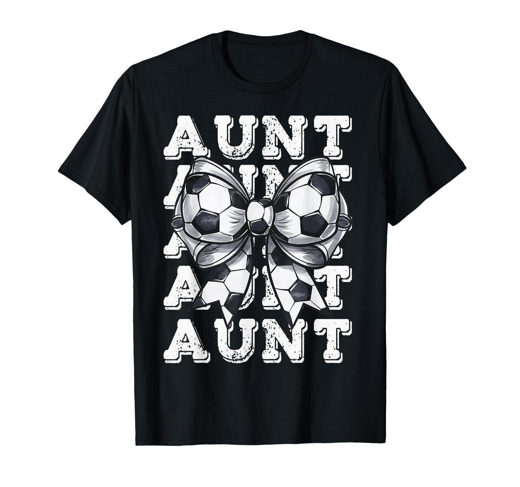 Coquette Soccer Aunt Matching Family Bow T-Shirt - Novelty Apparel Unisex