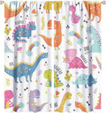 Cartoon Dinosaur Curtains for Kids Boys Girls Home Decor Childish Cute Dino Animals Print Pattern Rod Pocket Blackout Window Drapes for Nursery Baby Bedroom Playroom W27.5xL63in 2 Panels