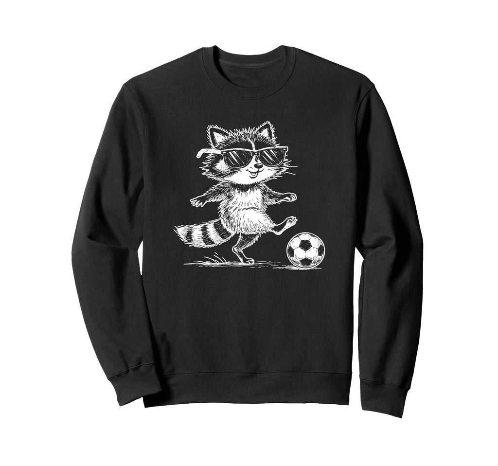 Funny Soccer Raccoon Sunglasses Sweatshirt - Aesthetic Graphic Unisex