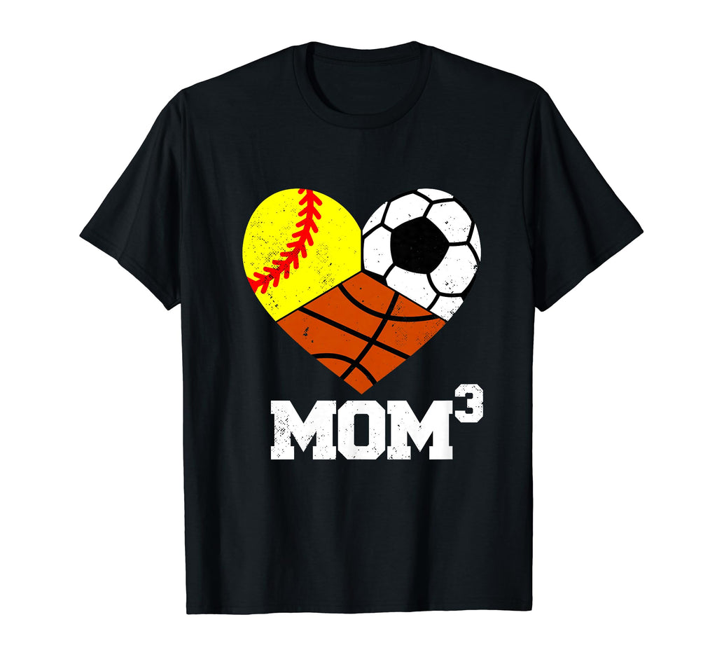 Mom Cubed Mom3 Mom Three Softball T-Shirt - Graphic Print for Adults