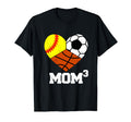 Mom Cubed Mom3 Mom Three Softball T-Shirt - Graphic Print for Adults