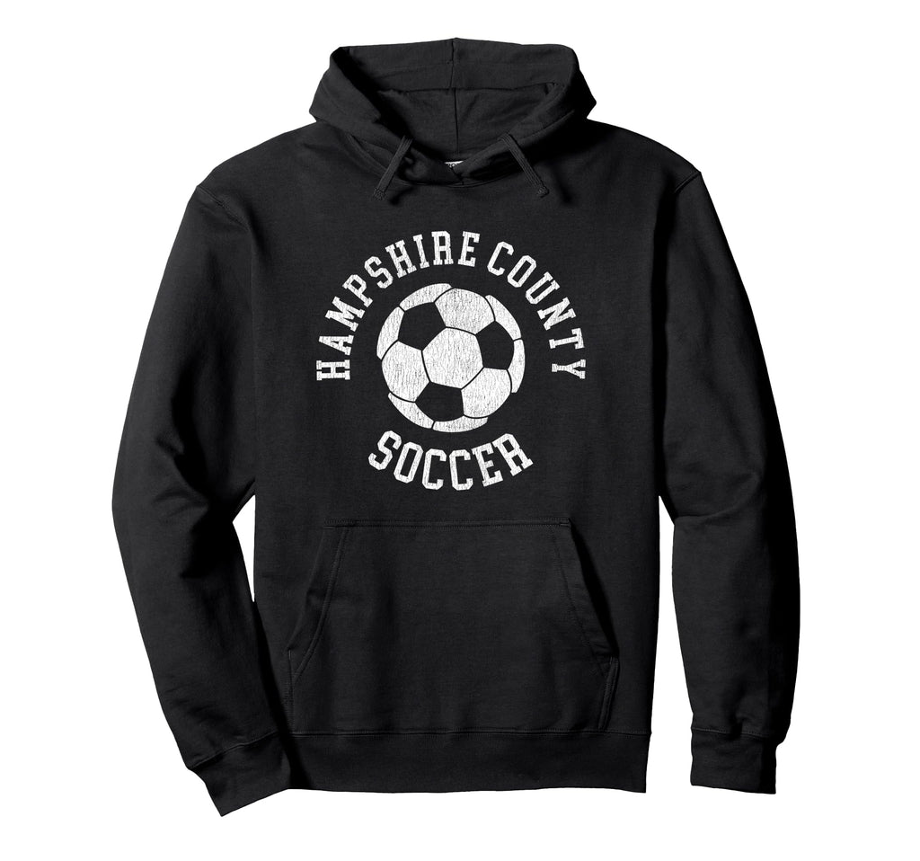 Hampshire County Soccer Distressed 90S Hoodie - Minimalist Print for Adults