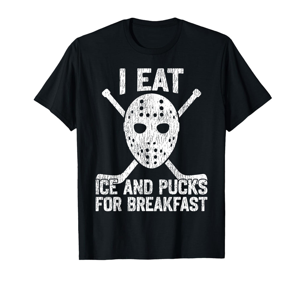 Ice Hockey Goalie Goalkeeper I Eat T-Shirt - Minimalist Print Men Women