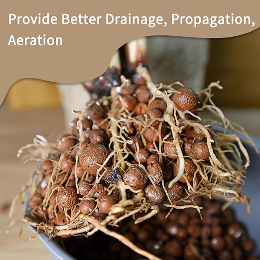 2.2LB Leca Clay Pebbles for Plants, Expanded Leca Balls for Indoor Plants, Orchid Potting Mix, Soil Amendment, Drainage, Easy Reusability, 4-16mm