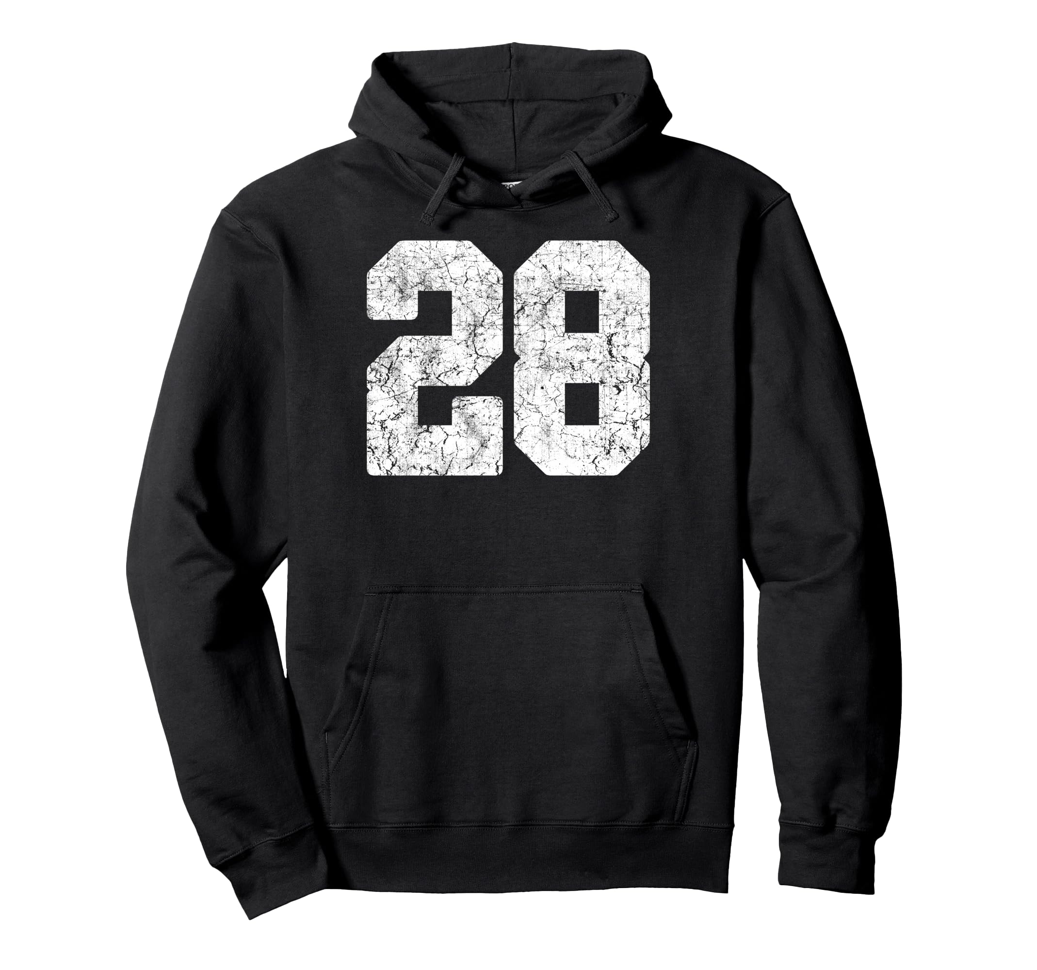 Distressed White Number 28 Jersey Player Hoodie - Unique Graphic Unisex