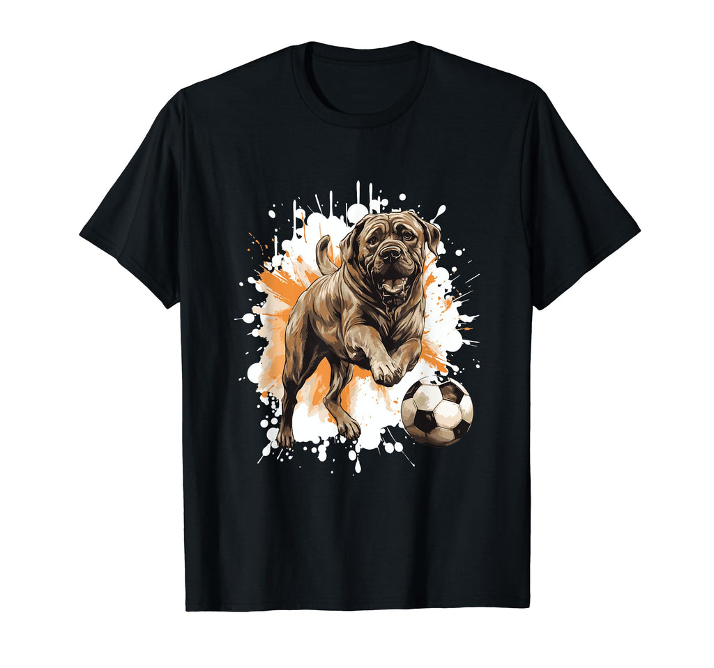 Mastiff Dog Playing Soccer Funny T-Shirt - Custom Art Print Men Women