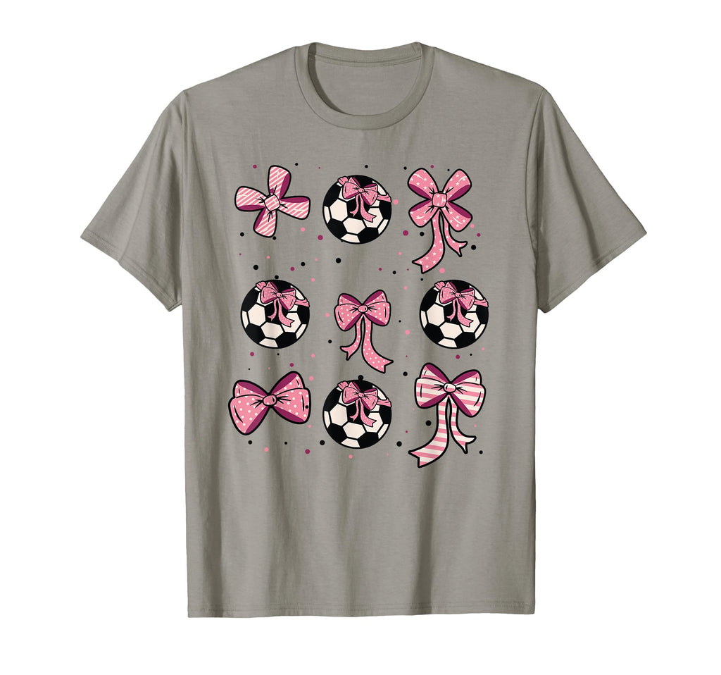 Soccer Ball Coquette Bow Game Day T-Shirt - Trendy Graphic for Adults