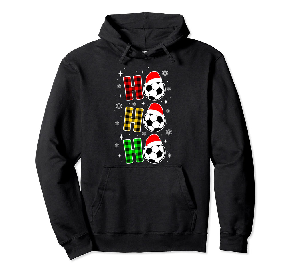 Ho Ho Ho Soccer Outfit Costume Plaid Hoodie - Minimalist Print for Adults