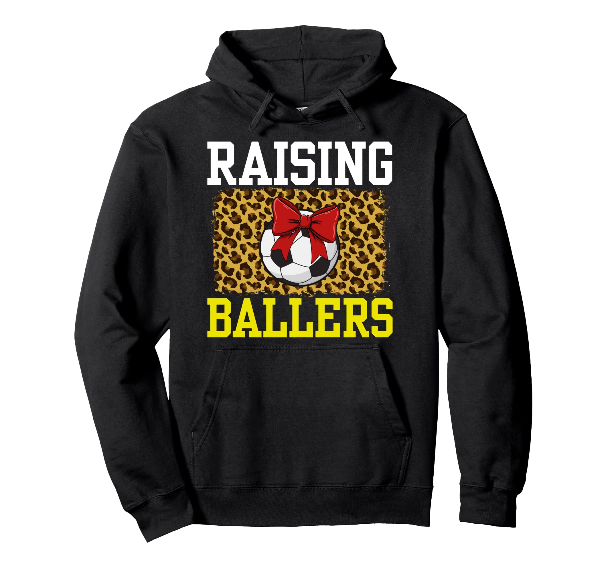 Raising Ballers Soccer Red Bow Ball Hoodie - Fun Novelty Design Men Women