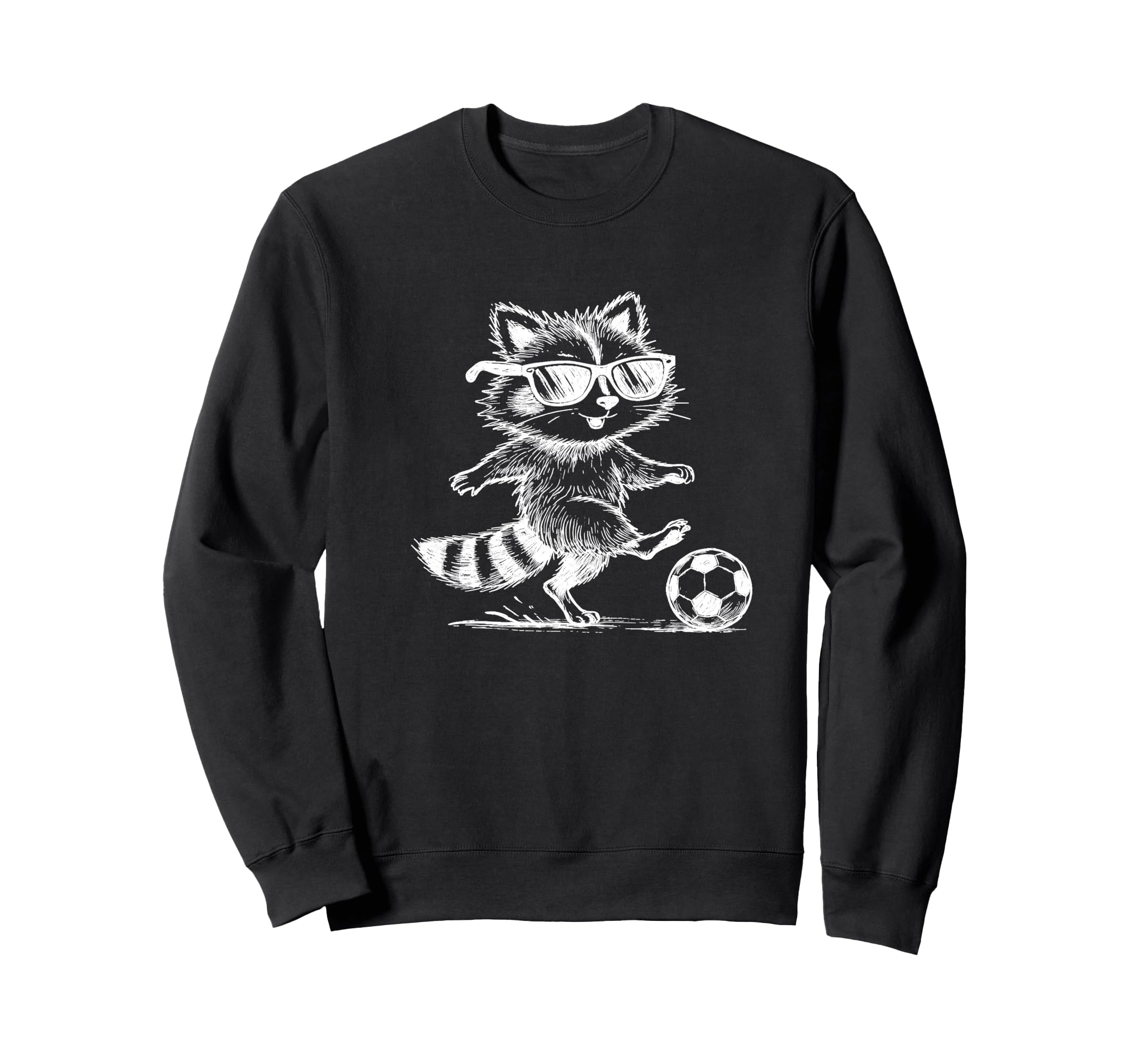Raccoon Soccer Player Sunglasses Sweatshirt - Novelty Apparel for Adults