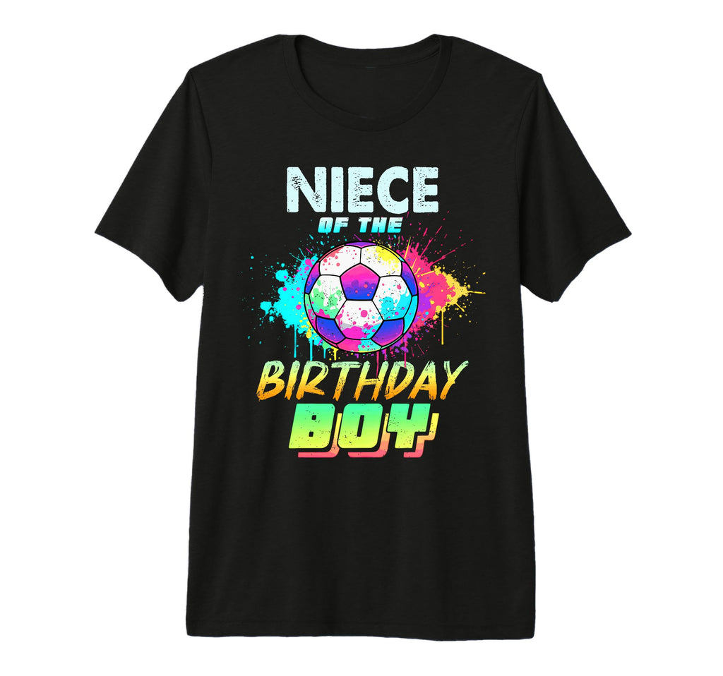 Niece Birthday Soccer Ball Colorful Tri T-Shirt - Graphic Print for Adults