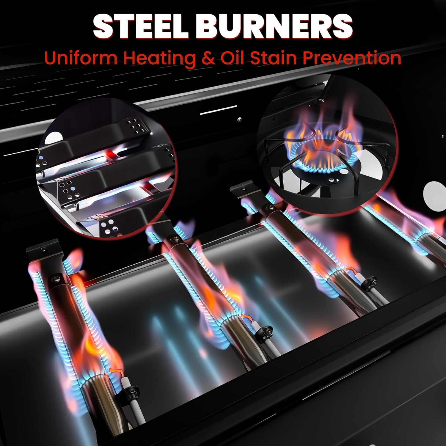 Q043-4-Burner w/Side Burner Gas Grill with 292 SQ.IN. Outdoor Grill with 44,000 BTU,Propane Grills with Top Cover Lid,Grills Outdoor Cooking for Patios,Camping,Balcony,Garden