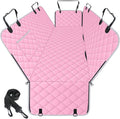 Waterproof Dog Car Seat Cover for Back Seat - Durable, Scratch Proof Pet Hammock with Nonslip Design & Storage Pockets, Fits Cars, SUVs, Trucks - L, Pink/Grey