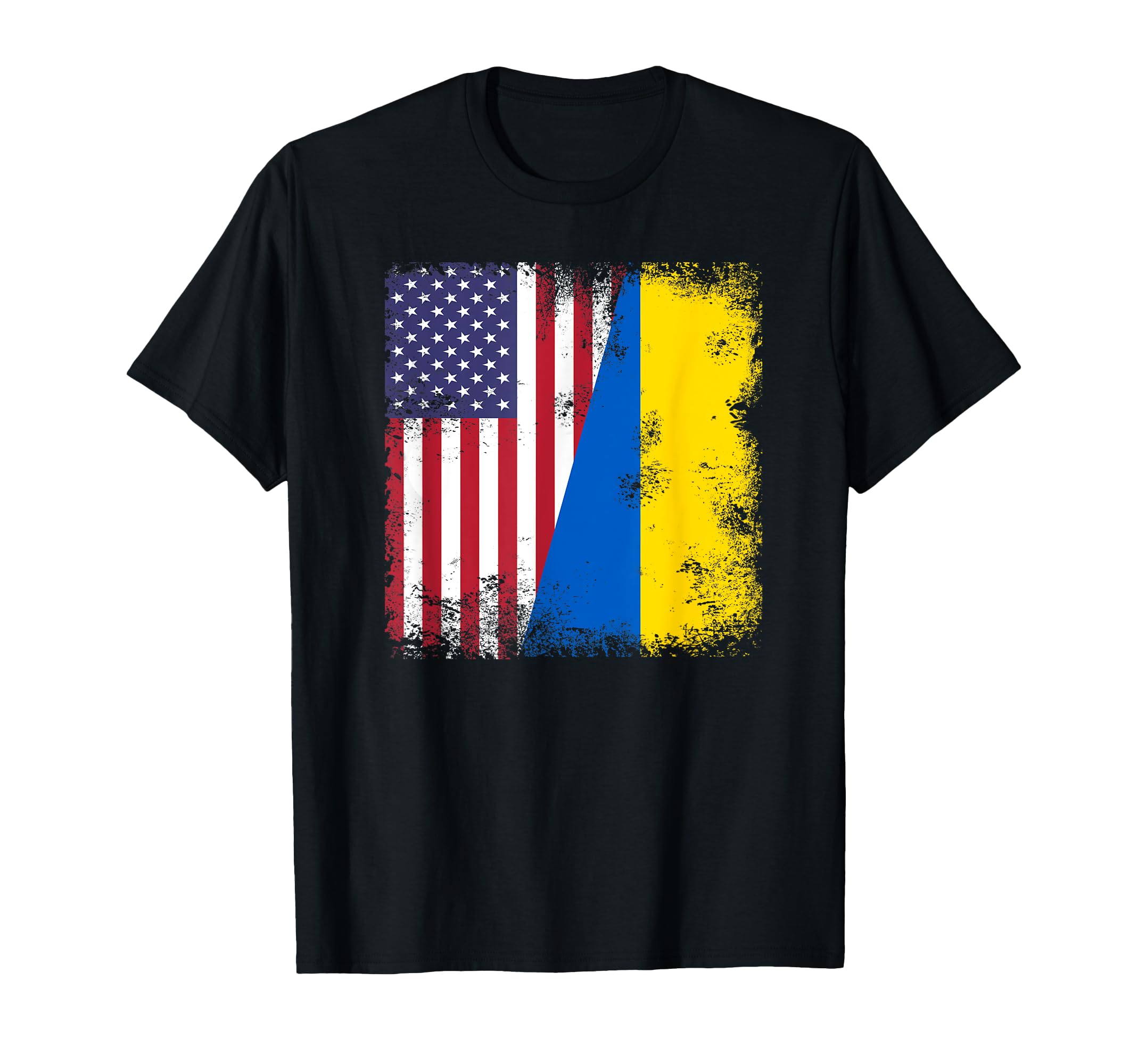 Half Ukrainian Flag Ukraine Usa Gift T-Shirt - Minimalist Print Unisex