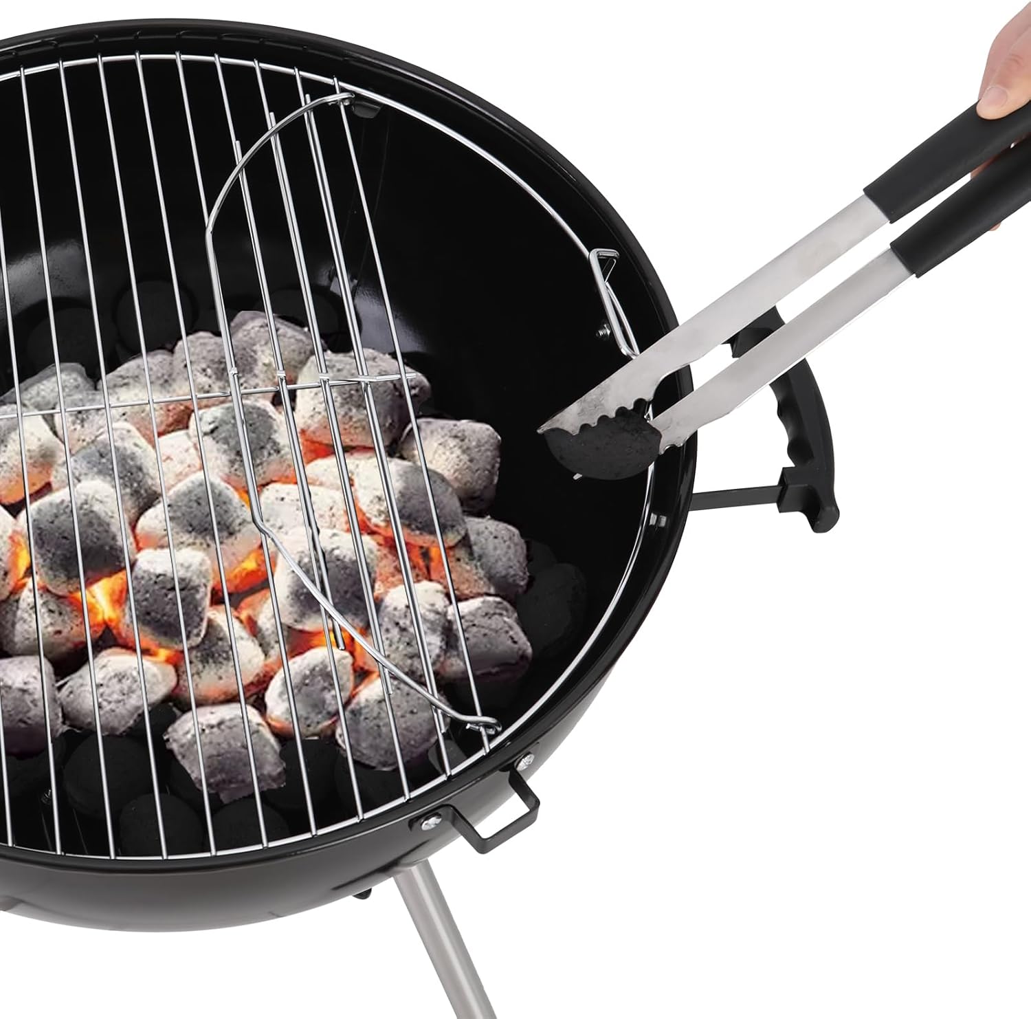 GREEN PARTY 18 inch Kettle Charcoal BBQ Grill with Wheels, Portable Charcoal Grill with Porcelain-Enameled Lid & Ash Catcher for Outdoor Cooking Barbecue Camping Picnics Tailgating