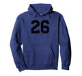 26 Distressed Black Sports Team Hoodie - Fun Novelty Design Men Women