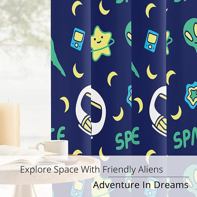 Kids Space Constellation Planets Blackout Curtains - 100% Blackout, Thermal Insulated, Noise Reducing, Perfect for Kids Room and Nursery, 2 Panels (Constellation Planets, W52×L84)