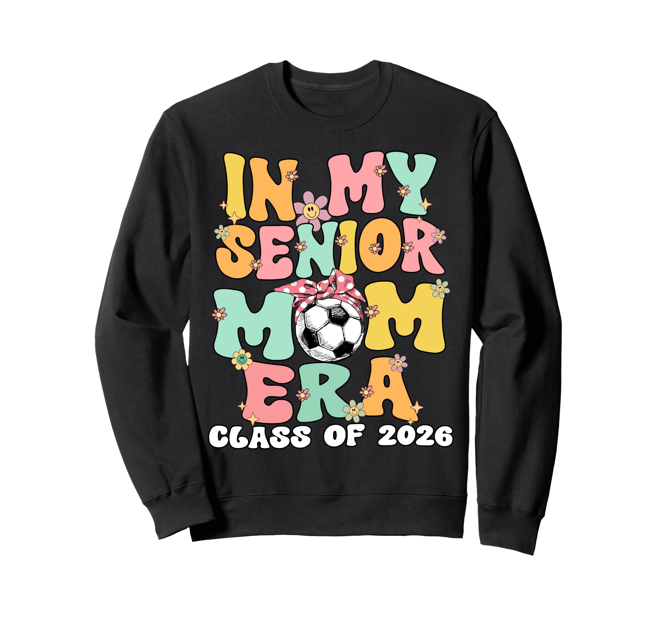 My Senior Mom Era Groovy Soccer Sweatshirt - Trendy Graphic for Adults