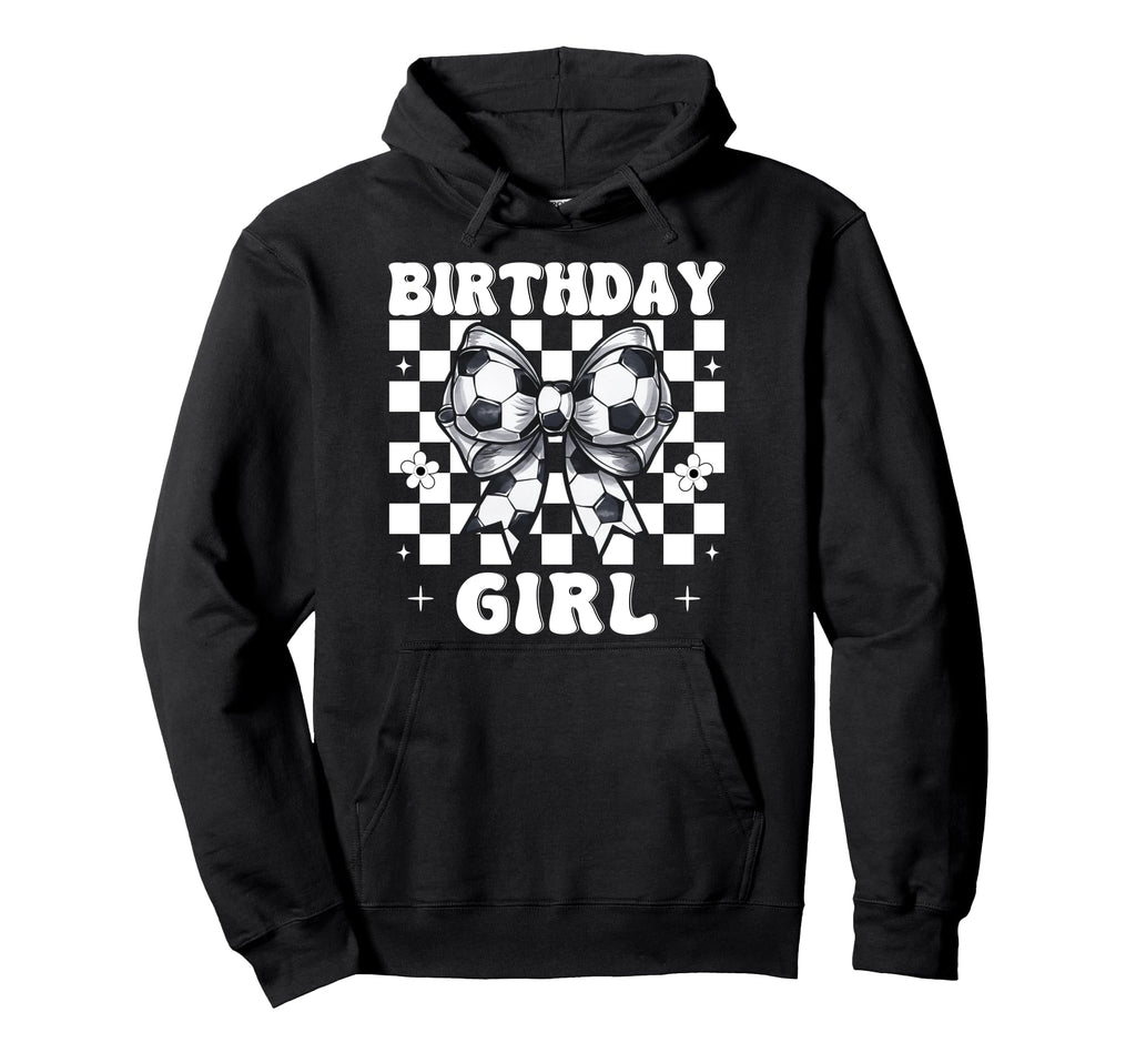 Birthday Soccer Coquette Bow Hoodie - Minimalist Print for Adults