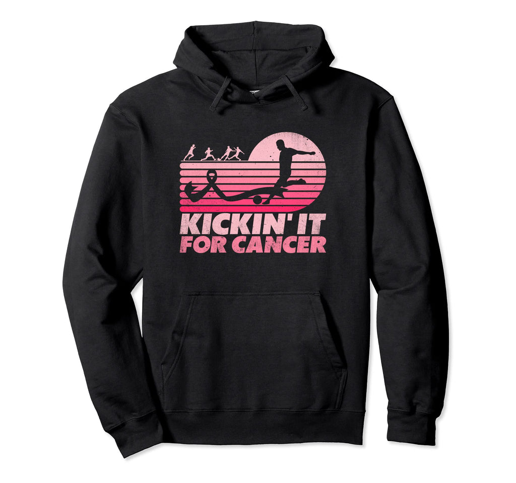 Kickin It Cancer Soccer Ribbon Breast Hoodie - Custom Art Print Unisex