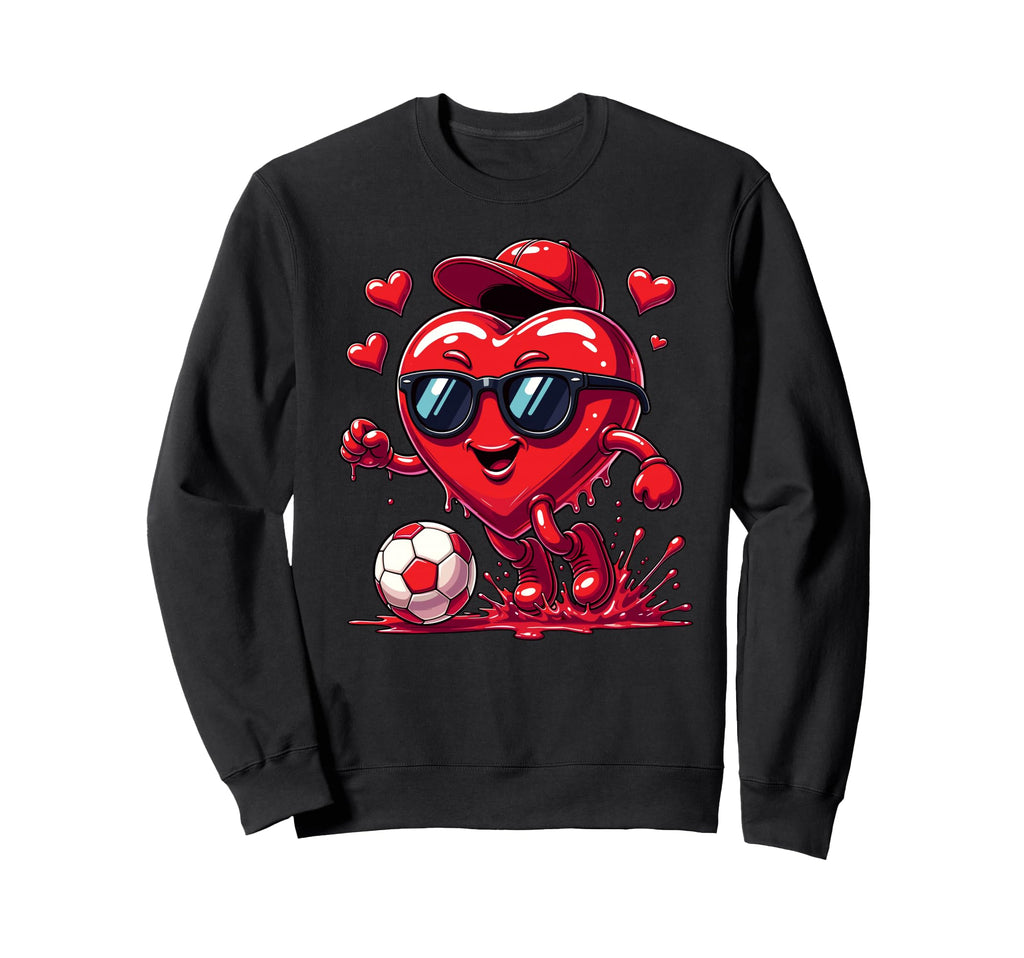 Valentine Soccer Heart Drip Sport Sweatshirt - Graphic Print for Adults