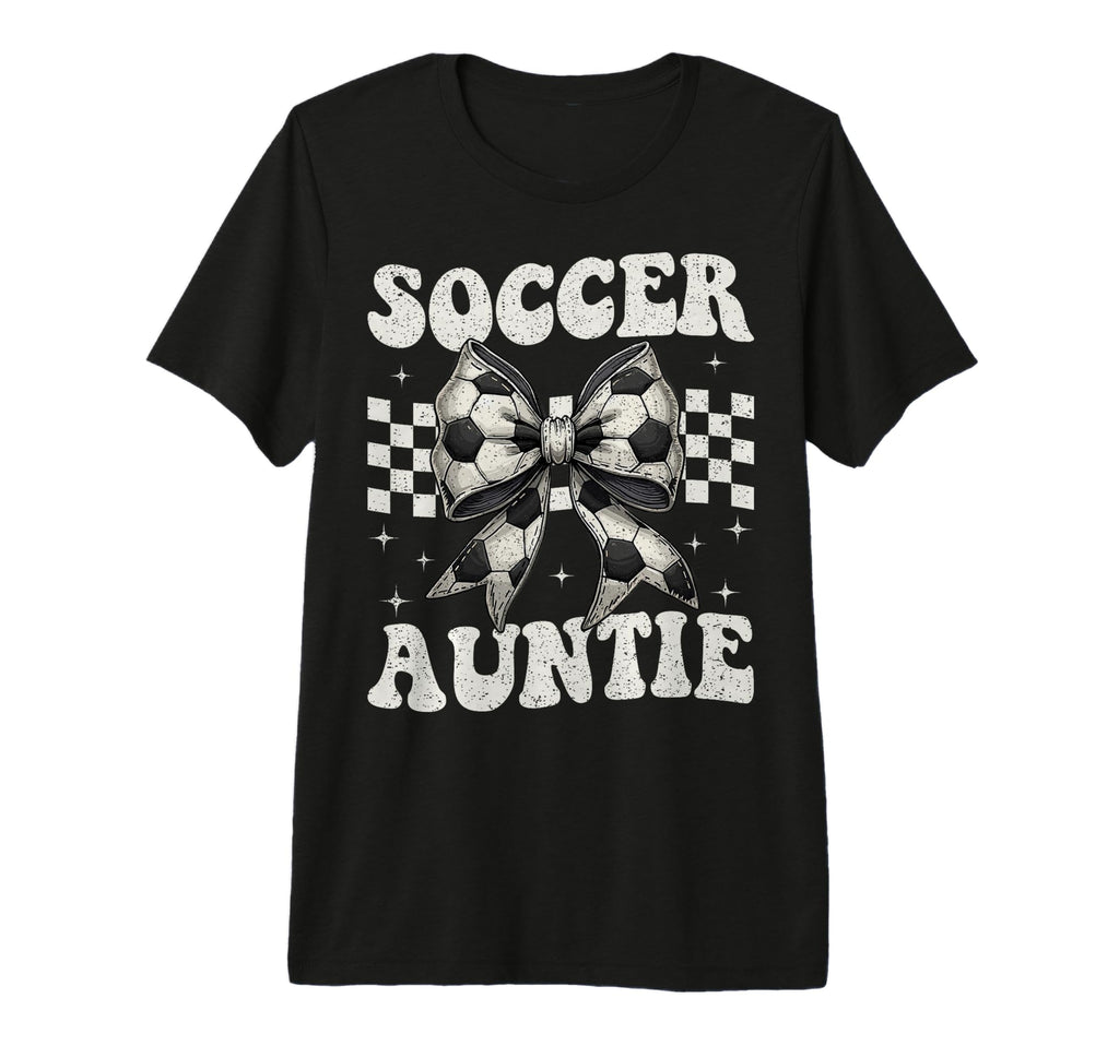 Soccer Auntie Funny Coquette Bow T-Shirt - Custom Art Print for Adults