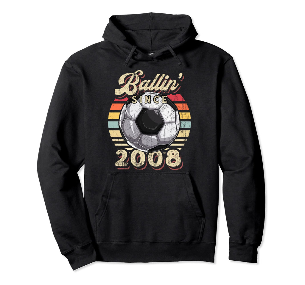 Ballin Since 2008 14Th Soccer Birthday Hoodie - Minimalist Print Unisex