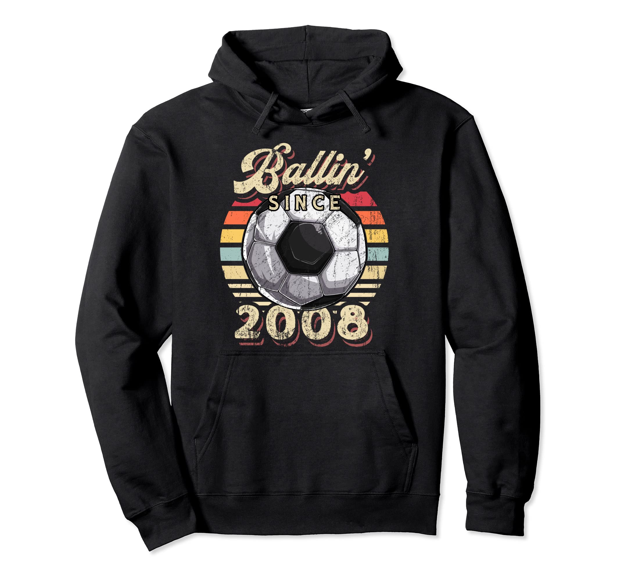 Ballin Since 2008 14Th Soccer Birthday Hoodie - Minimalist Print Unisex