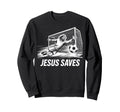 Soccer Goalie Goalkeeper Jesus Saves Sweatshirt - Novelty Apparel Unisex
