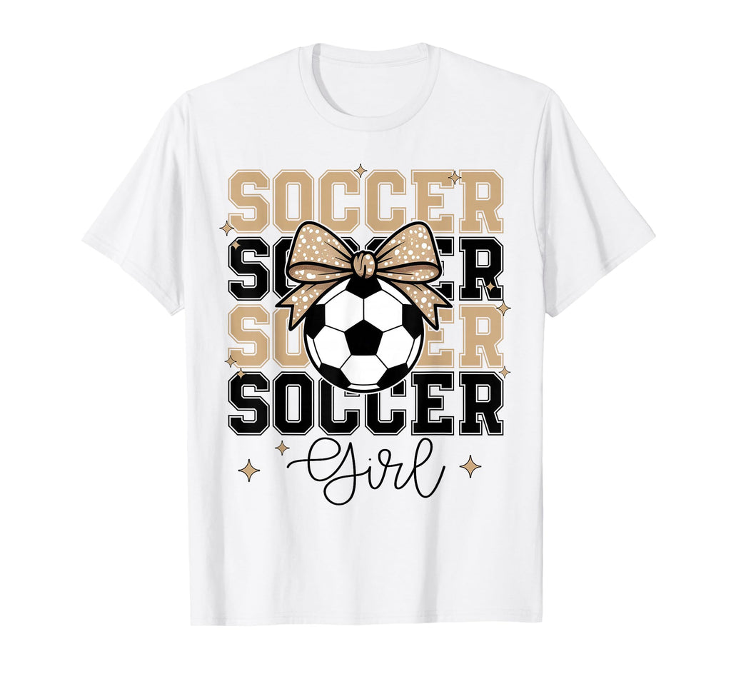 Groovy Soccer Coquette Bow Soccer T-Shirt - Casual Everyday Wear Unisex