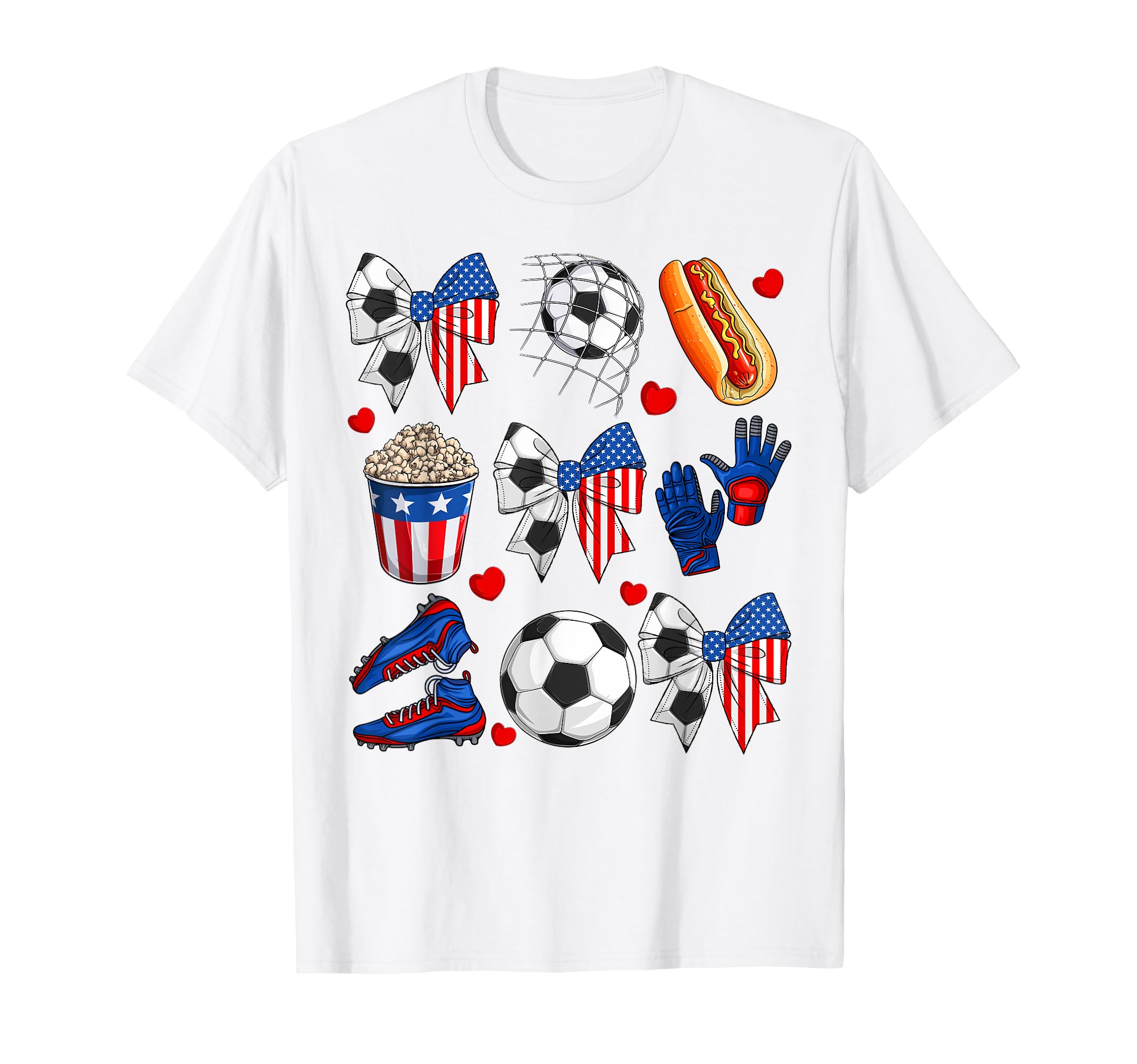 Groovy Soccer Bow Hotdog 4Th July T-Shirt - Unique Graphic for Adults
