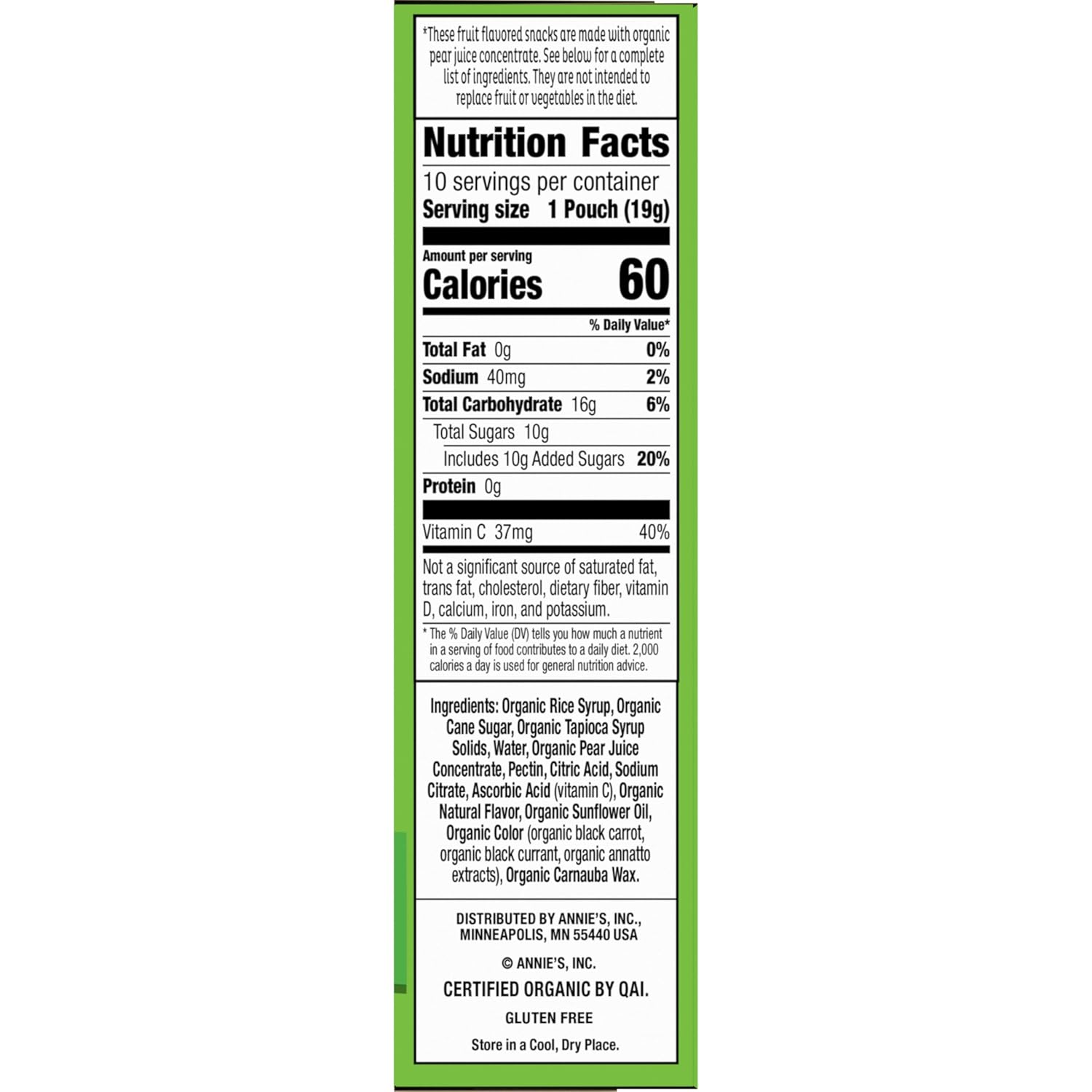 Annie's Homegrown - Organic Tropical Fruit Snacks, 10x0.7 oz (Pack of 8)
