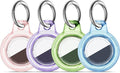 Upgrade Waterproof 4 Pack Airtags Holder with Apple Airtags Keychain, Hard PC Clear Air Tag Case, Anti-Scratch & Shock Air tag Holder, Men's Women's Keyrings & Keychains -Clear-Pink+Purple+Green+Blue
