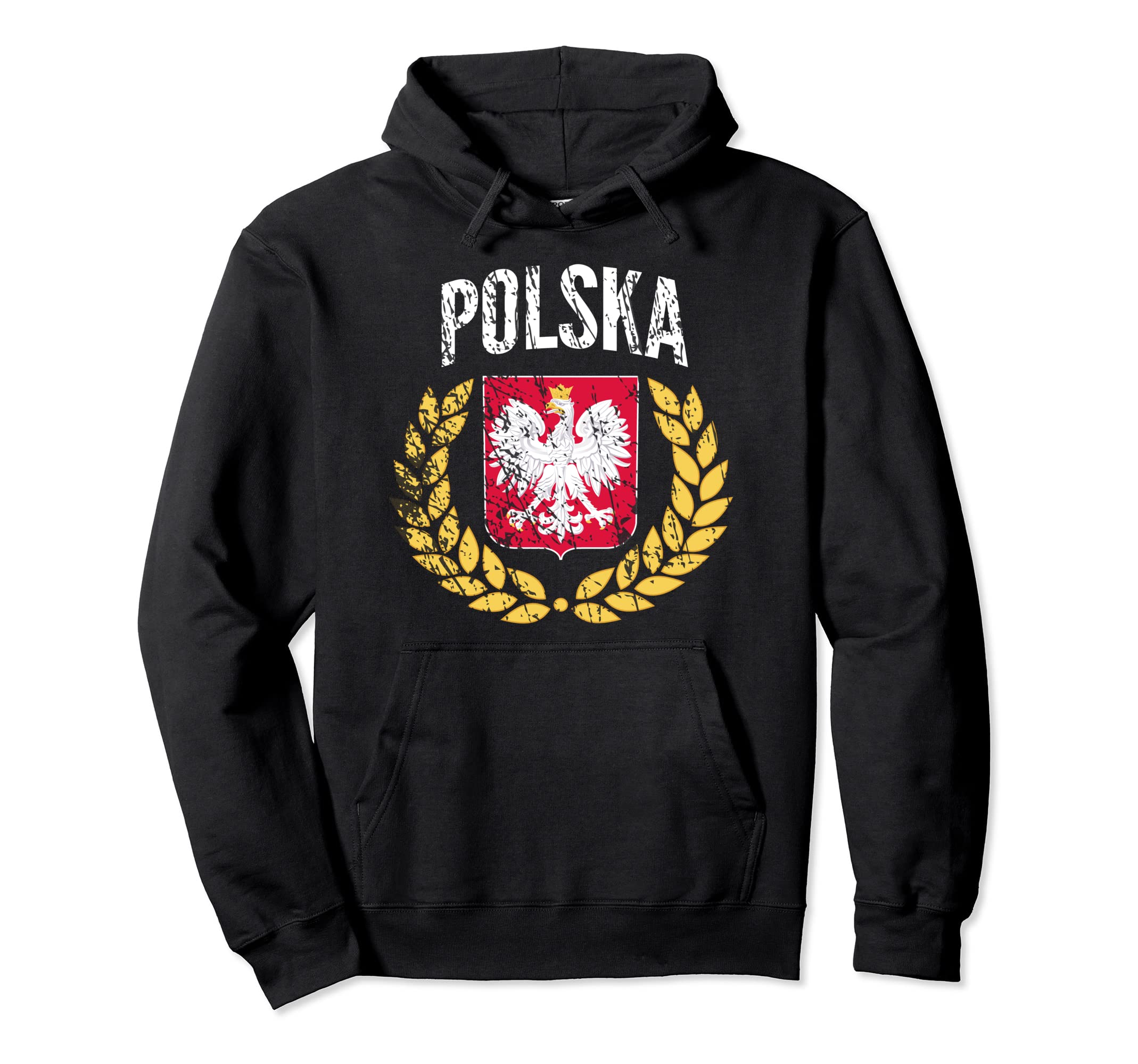 Poland Soccer Jersey Styled Distressed Hoodie - Unique Graphic for Adults
