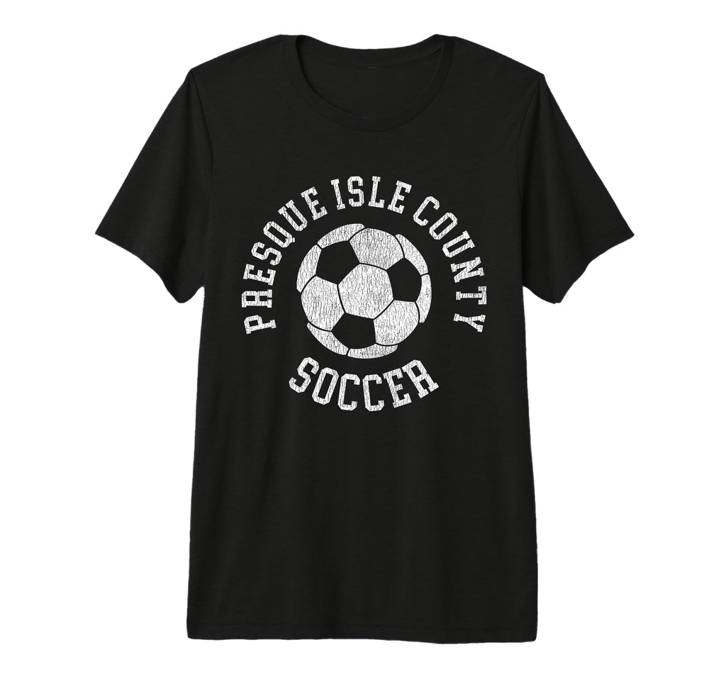 Presque Isle County Soccer Distressed 90S T-Shirt - Novelty Apparel Unisex