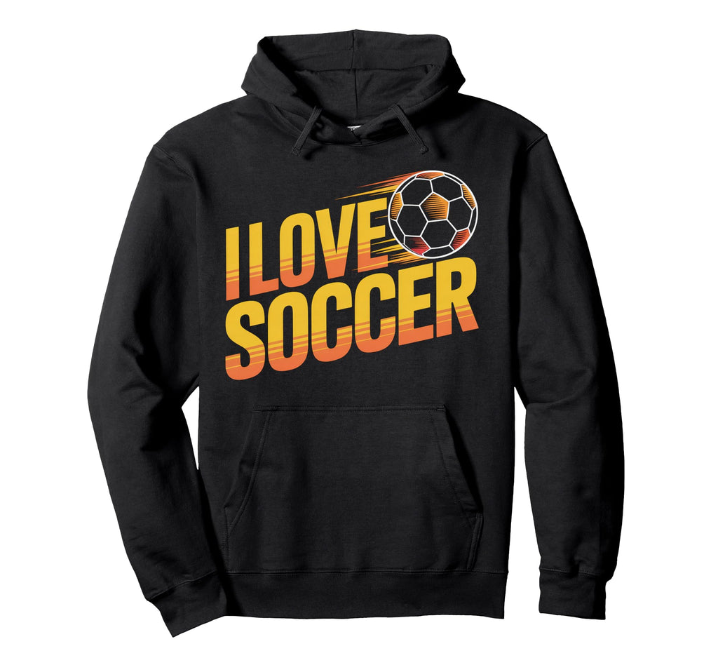 I Love Soccer Enthusiast Hoodie - Casual Everyday Wear for Adults