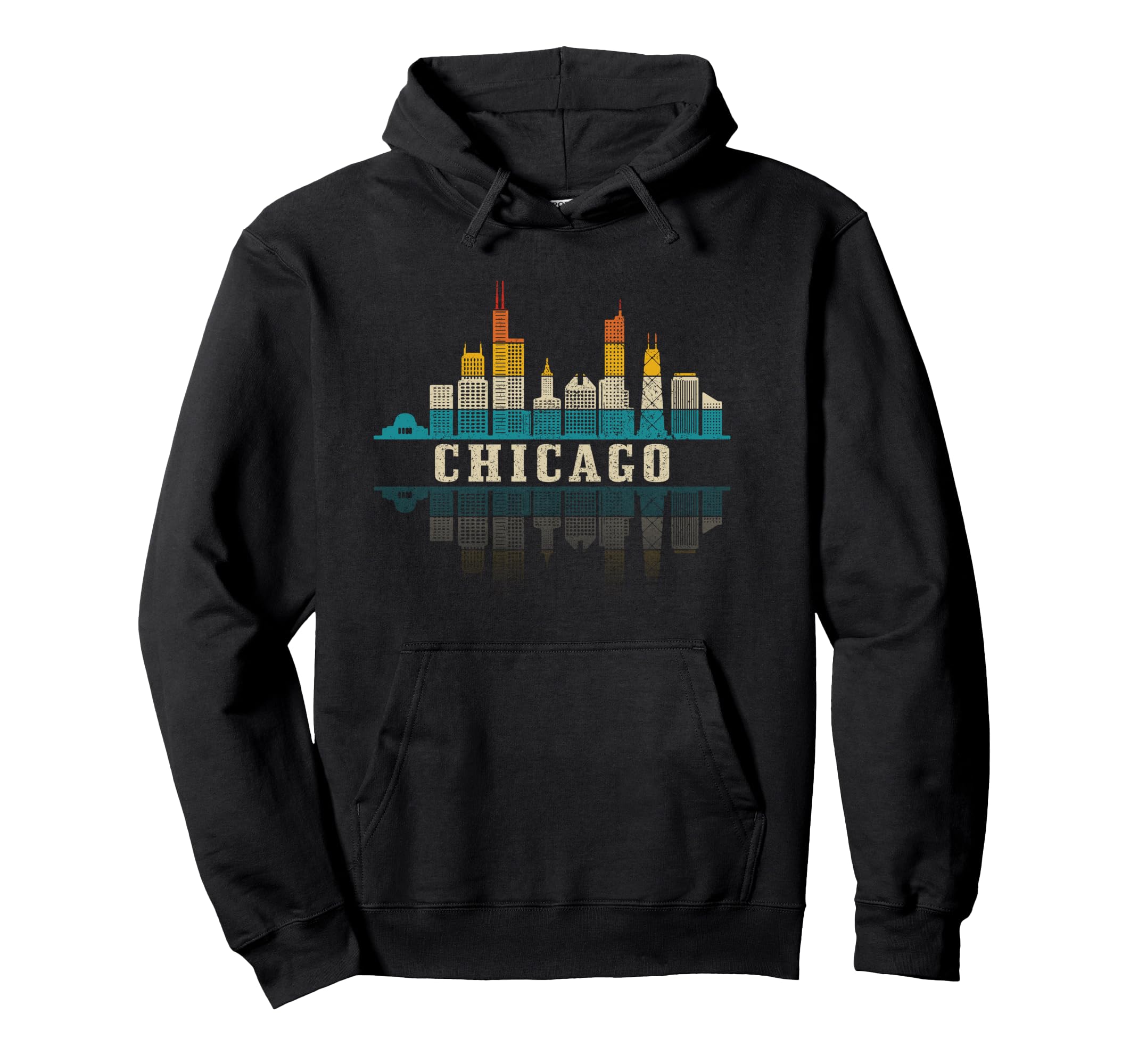 Chicago Skyline Illinois Pride Hoodie - Graphic Print Unisex