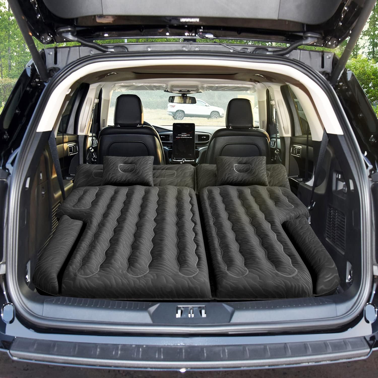 Umbrauto 63in Extended SUV Mattress Quick Inflate, Includes Pump & 2 Pillows,Black